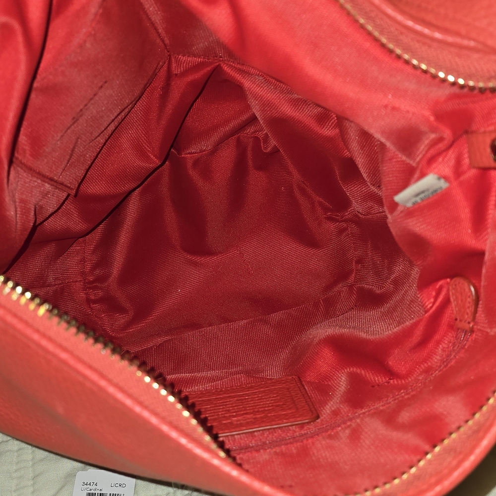 Coach Bold Red Leather Hobo Bag - Picture 6 of 13
